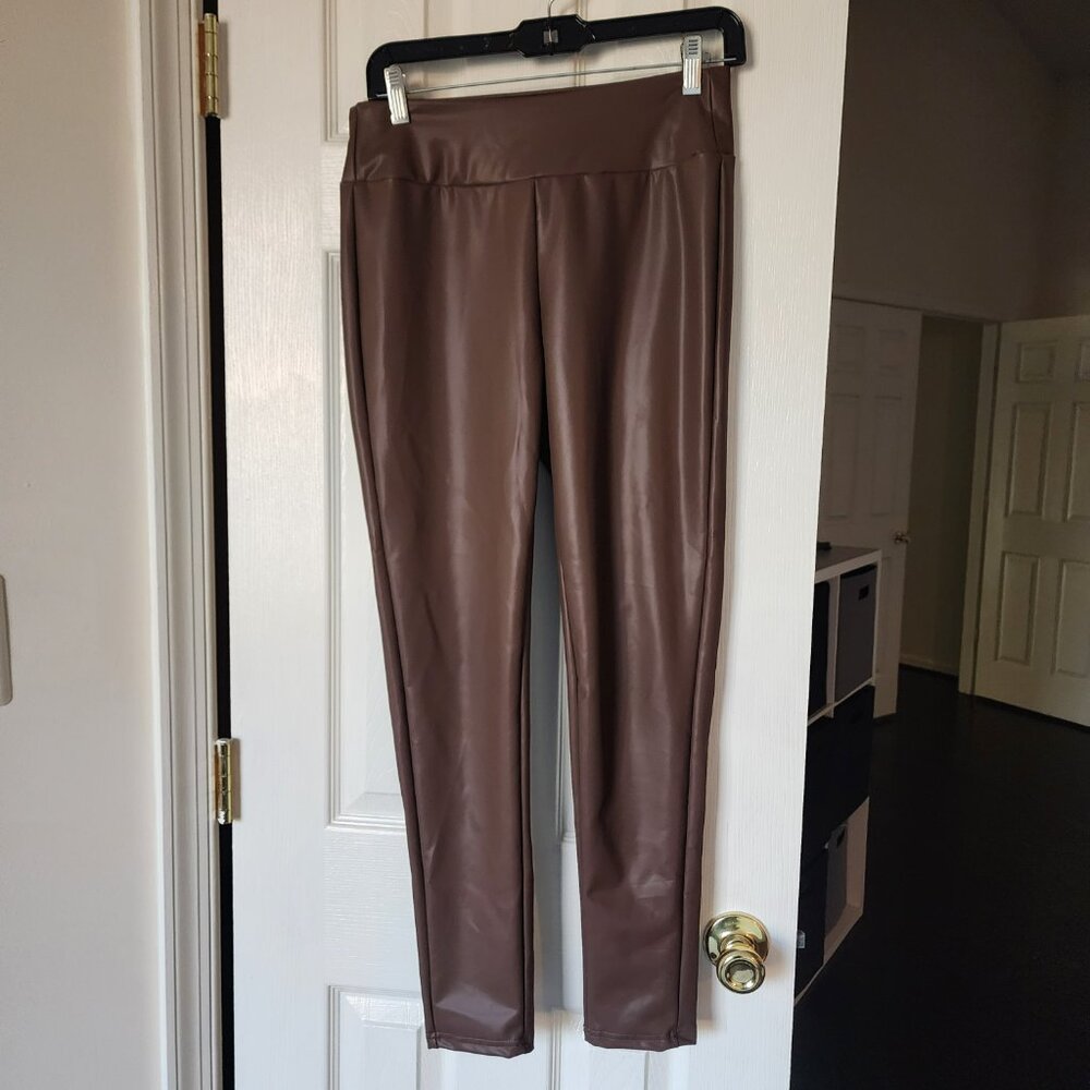 Conceited Faux Leather Leggings in Brown/Chocolate | Medium
